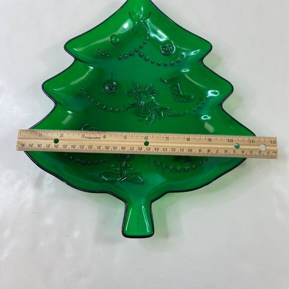 Set 2 Christmas Tree Shaped Plastic Serving Platters Green Clear - Picture 6 of 11